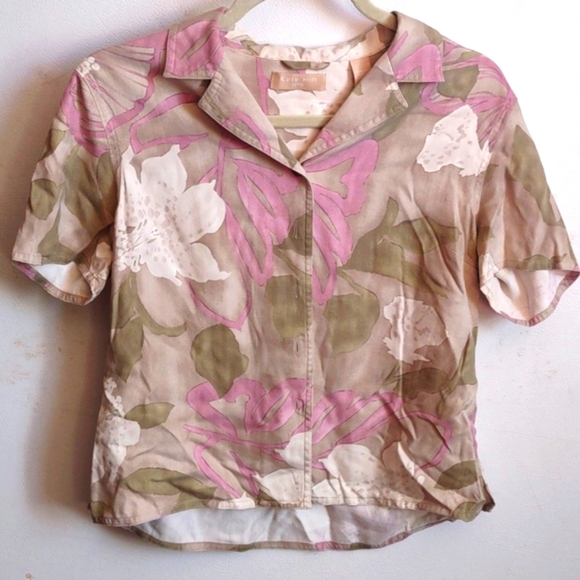 Kate Hill 100% Silk 2pc Set Women's Floral Blouse Size Medium Petite. - Picture 4 of 16